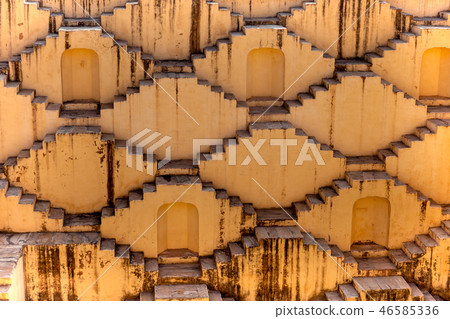Architecture of stairs at Abhaneri baori stepwell in Jaipur Rajasthan india. 46585336