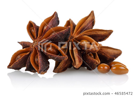 Star anise and seeds isolated on white background Star anise and seeds isolated on white background 46585472