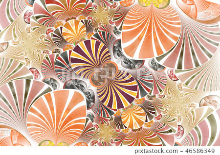 Colorful Symmetrical fractal flower. Digital art 46586349