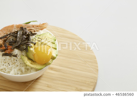 Shrimp Sashimi Rice Poke bowl food Shrimp Sashimi Rice Poke bowl food 46586560