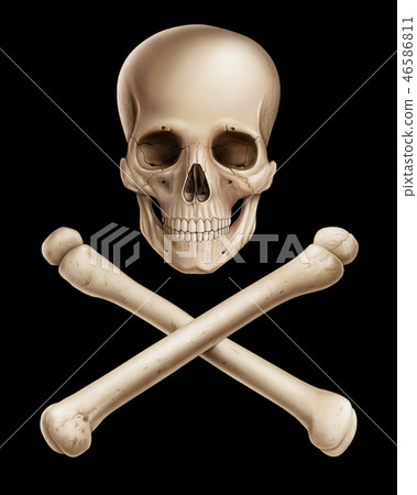Danger, Human skull on black background Danger, Human skull on black background 46586811