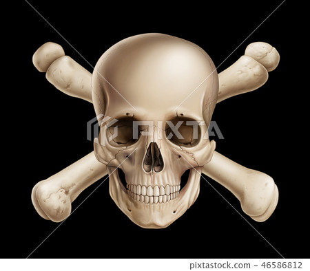 Danger, Human skull on black background  46586812