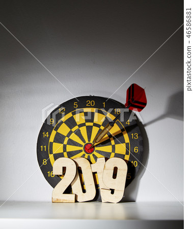 New year 2019 with darts board 46586881