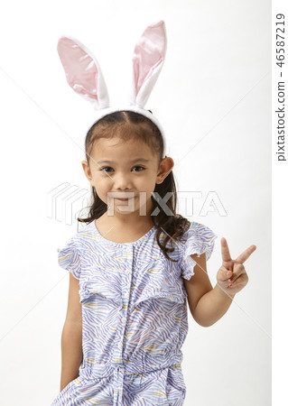 Girl acting as a little easter day Girl acting as a little easter day 46587219