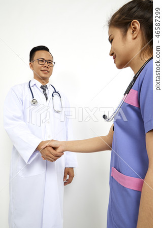 Doctor with nurse on white background Doctor with nurse on white background 46587299