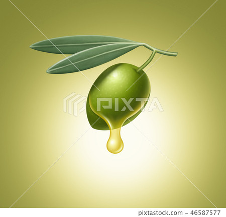 Green olive with leaves illustration 46587577
