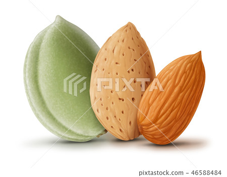 Almonds isolated on white background Almonds isolated on white background 46588484