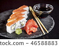 Philadelphia Sushi Rolls with Soy Sauce 46588883