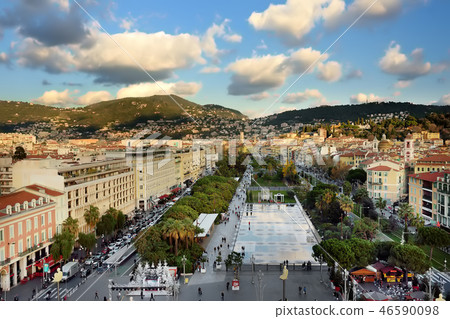 Aerial view of Place Massena square in Nice 46590098