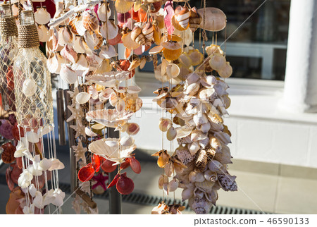Big seashell collection in the street shop Big seashell collection in the street shop 46590133