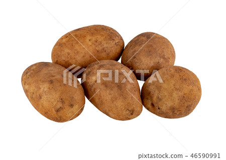 Untreated potato tubers white background Untreated potato tubers white background 46590991