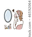 A woman troubled watching a mirror 46592064