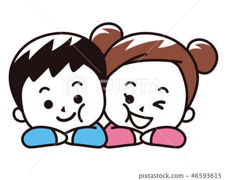 Boys and girls holding their cheeks together 46593615