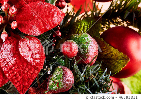 Colorful decorations on Christmas tree. Colorful decorations on Christmas tree. 46593811