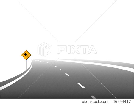 Curved road with white markings. Curved road with white markings. 46594417