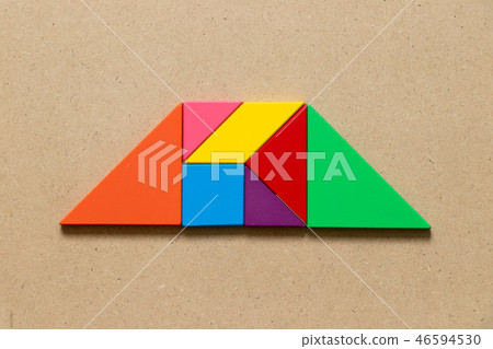Color tangram puzzle in trapezoid shape Color tangram puzzle in trapezoid shape 46594530