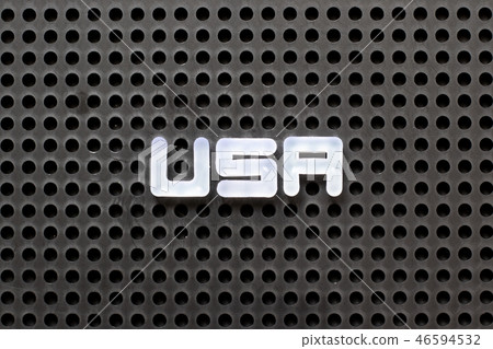 Black color pegboard with white letter in word USA Black color pegboard with white letter in word USA 46594532