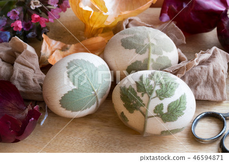 Dying Easter eggs with onion peels 46594871