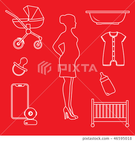 Pregnant woman and goods for babies Pregnant woman and goods for babies 46595018