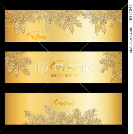 Fir branches. Template for greeting card 46595848