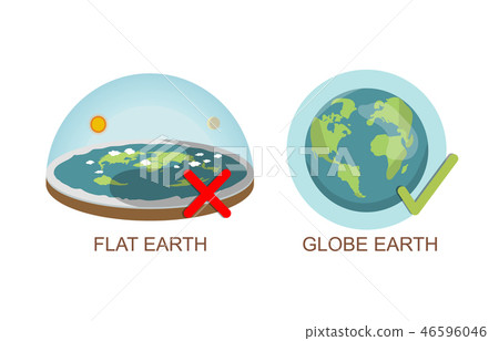 Theory of flat earth. Earth vs spherical earth. Vector illustration. isolated on white background 46596046