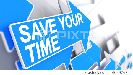 Save Your Time - Label on the Blue Pointer. 3D. 46597673