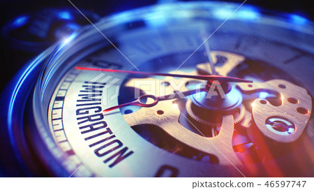 Immigration - Phrase on Vintage Pocket Clock. 3D. 46597747