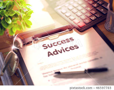 Success Advices Concept on Clipboard. 3D Rendering. 46597783