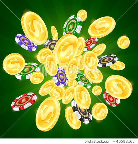 Gold coins and colored casino chips Gold coins and colored casino chips 46598163