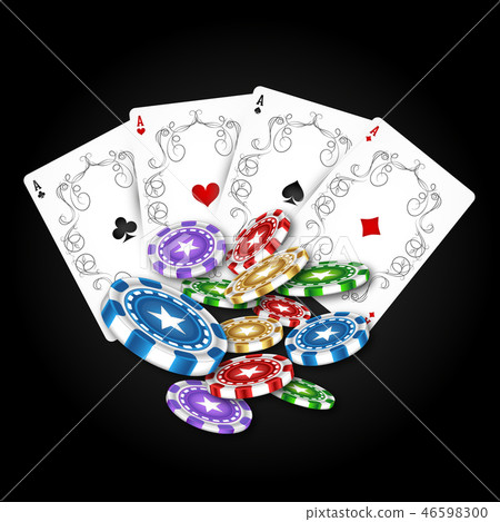 Playing cards with a set of chips Playing cards with a set of chips 46598300