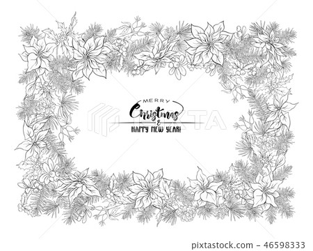 Christmas card with the Christmas wreath 46598333