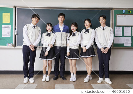Man, woman, junior high school student, high school student, teacher, Korean 46601630