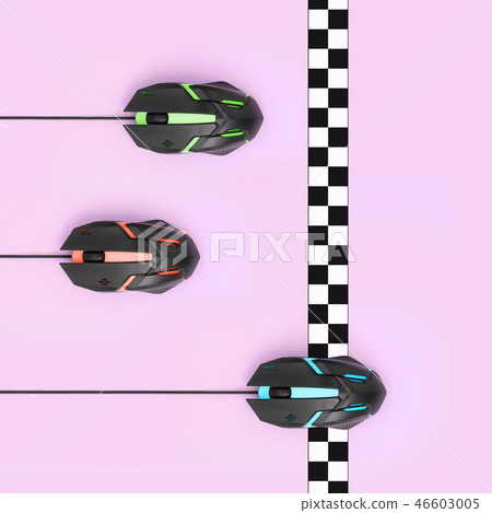 Sport race among computer mouses cross finish line Sport race among computer mouses cross finish line 46603005
