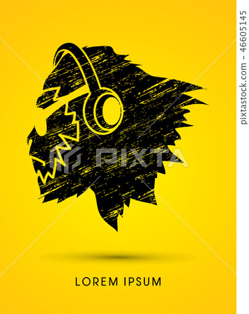 Face Gorilla with sun glasses and headphone vector 46605145