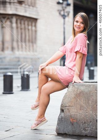 Woman resting during walk 46607405