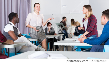 Students enjoying free time in class Students enjoying free time in class 46607485