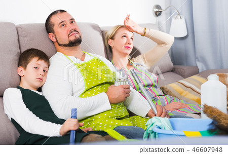 Tired family after home cleaning Tired family after home cleaning 46607948