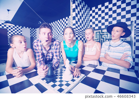 Cheerful family is visiting of escaperoom Cheerful family is visiting of escaperoom 46608343