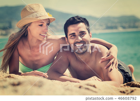 Young couple at sea shore 46608792