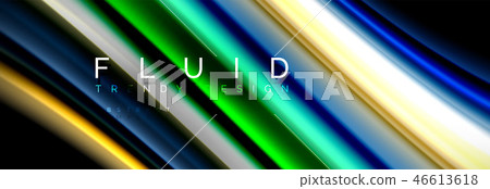 Bright colorful liquid fluid lines on black, modern abstract background Bright colorful liquid fluid lines on black, modern abstract background 46613618