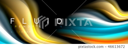 Abstract wave line water 3d background. Wave liquid shape. Splash ink paint mixing on black Abstract wave line water 3d background. Wave liquid shape. Splash ink paint mixing on black 46613672