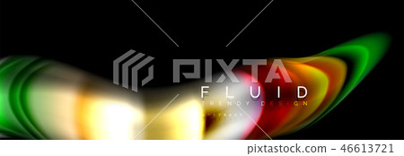 Abstract liquid colorful banner. Trendy wavy dynamic design. Fluid color shapes. 46613721