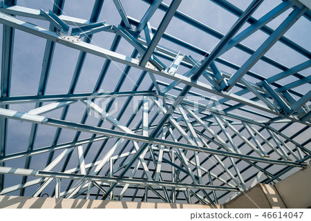 Structure of steel roof frame for building. Structure of steel roof frame for building. 46614047