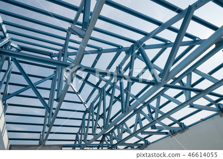 Structure of steel roof frame for building. Structure of steel roof frame for building. 46614055