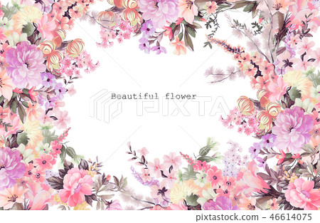 優雅的水彩玫瑰花牡丹花 優雅的水彩玫瑰花牡丹花 46614075