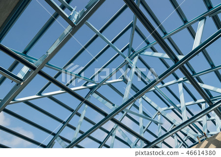 Structure of steel roof frame for building. Structure of steel roof frame for building. 46614380