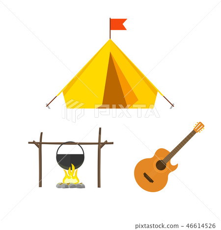 Camping equipment vector set isolated on white background Camping equipment vector set isolated on white background 46614526