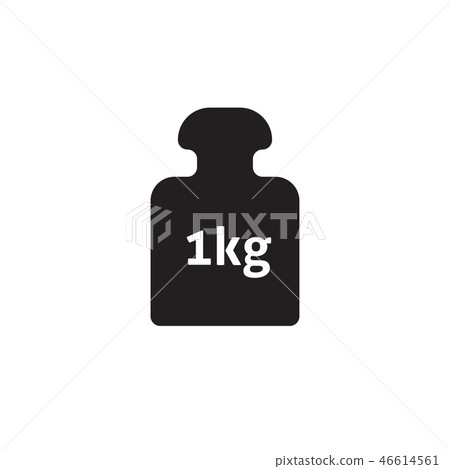 Weight 1 kg vector icon isolated on white, kilogram dumbbell Weight 1 kg vector icon isolated on white, kilogram dumbbell 46614561