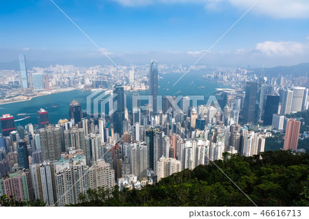 A view from the Hong Kong Victoria Peak Boardwalk A view from the Hong Kong Victoria Peak Boardwalk 46616713