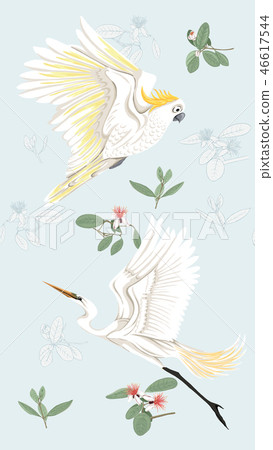 Pattern, background with with feijoa flowers Pattern, background with with feijoa flowers 46617544